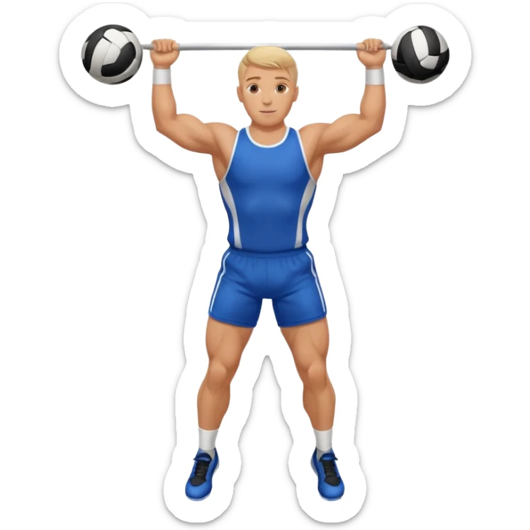 white sportsman in the playground with ball, dressed  in sport suit on sports horizontal bars sticker