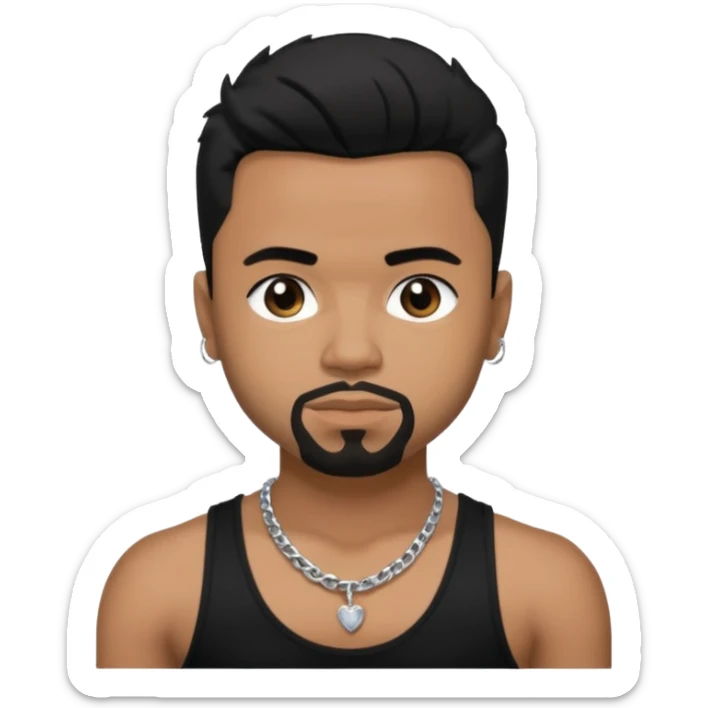 Raz B medium dark skin, black hair, black tank top with necklace sticker