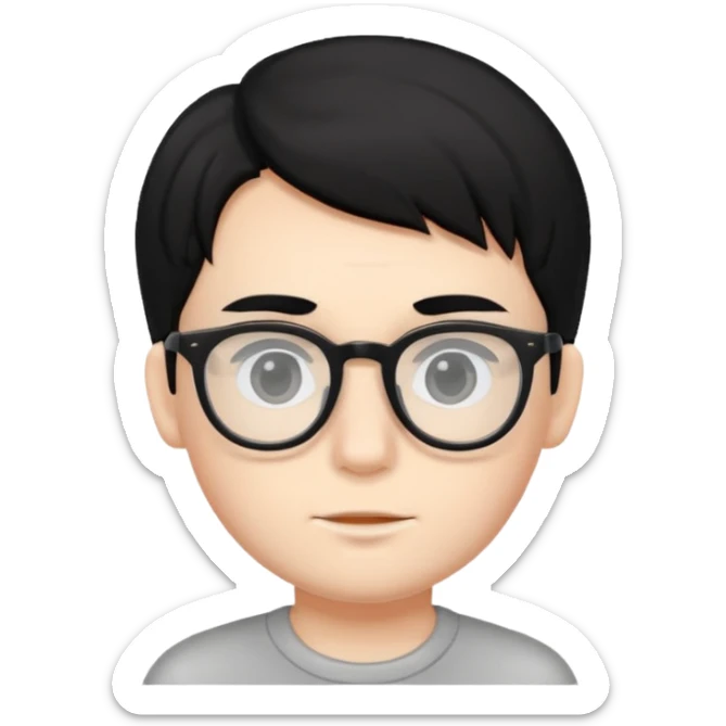 very much very white skin boy with black hair and glasses  sticker