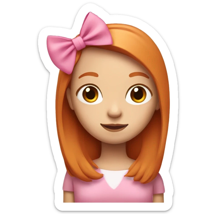 Ginger girl with straight hair and pink bow in hair sticker