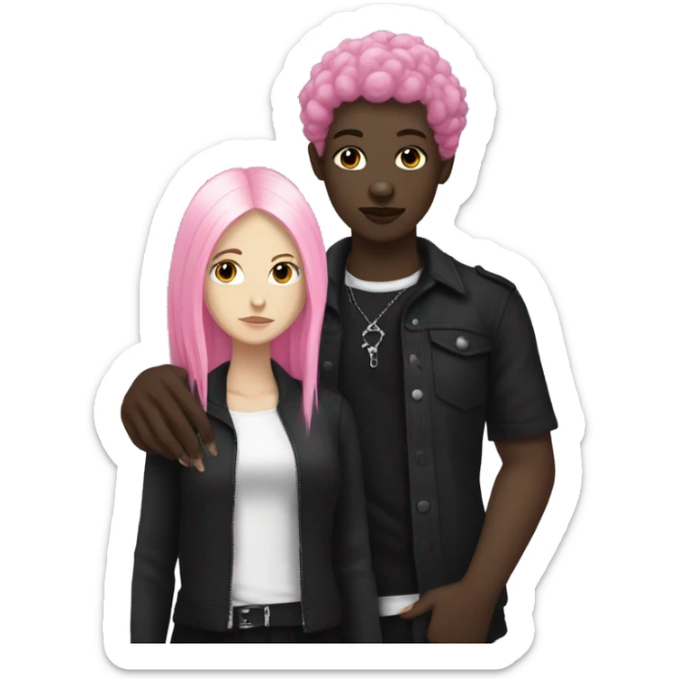 Goth black teen holding hand of pink haired white woman  sticker
