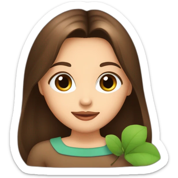 Fille de brune belle nez rond bouche en cœur yeux marron vert en amande sticker