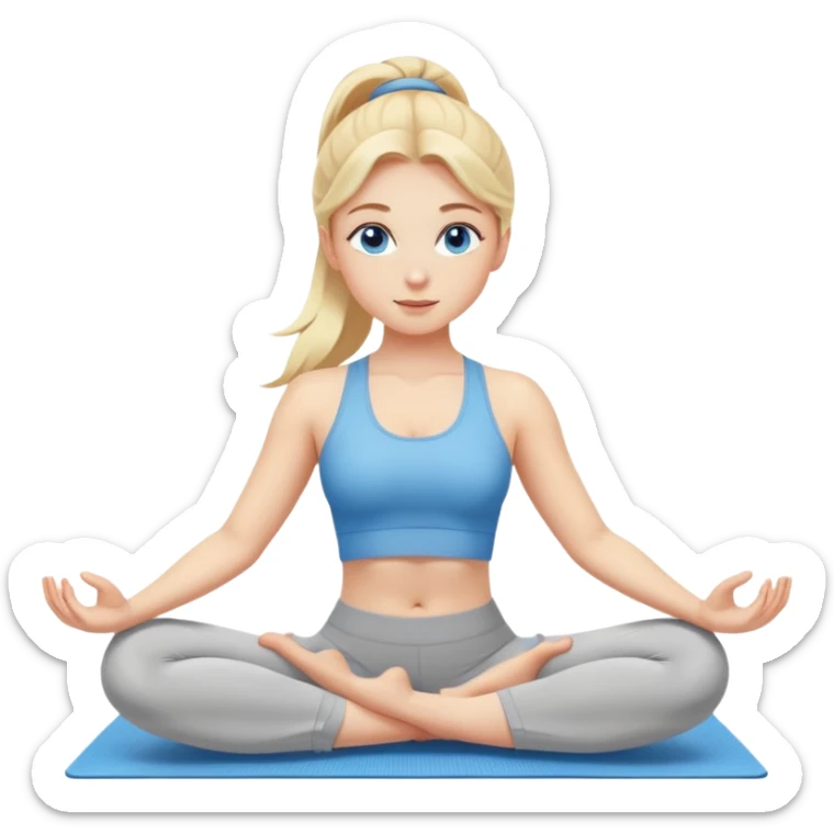 Blonde hair blue eyes female yoga stretching  sticker