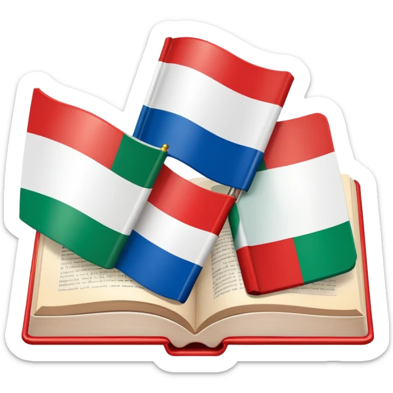 Italian to English dictionary book cover with Italian and English flags sticker