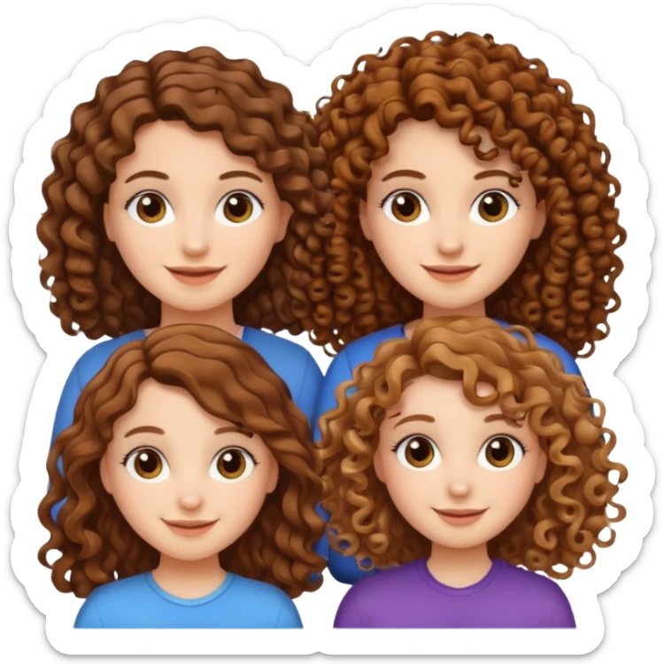 Three white girls, all of off this with brown hair but one whit straight one whit curly and one whit very curly sticker