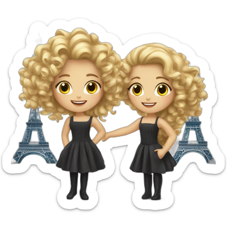 2 blond girls, one with curly hair, they really enjoy their visit of Paris  sticker