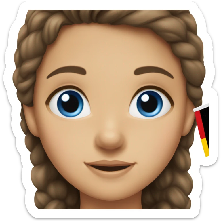 girl with brown hair and blue eyes take flag german in ha sticker