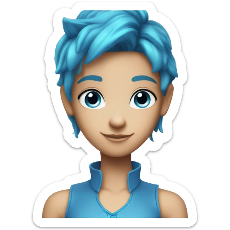 bloom winx fairy with rad hair and blue eyes and in blue shirt with wings  sticker