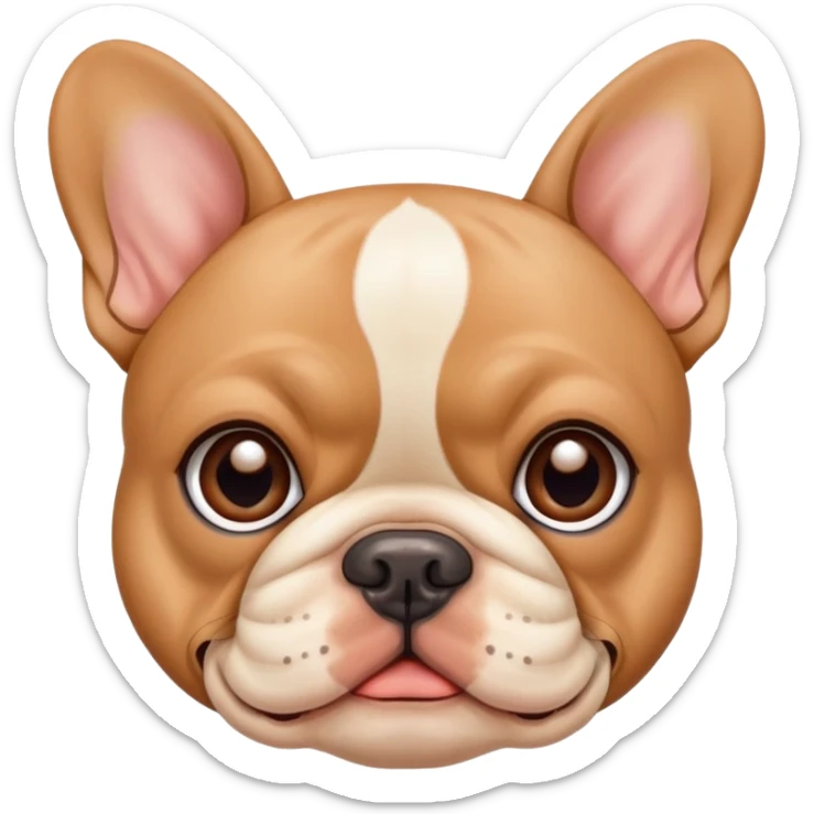 tan French bulldog face, no body, close-up portrait sticker