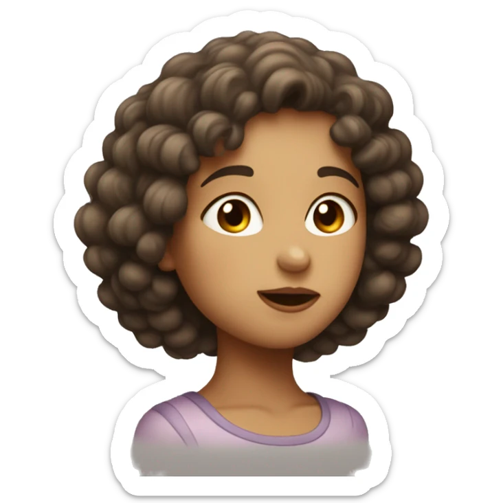 pale curlyhead with dimples kissing a girl that’s pale with dark brown hair that’s straight  sticker