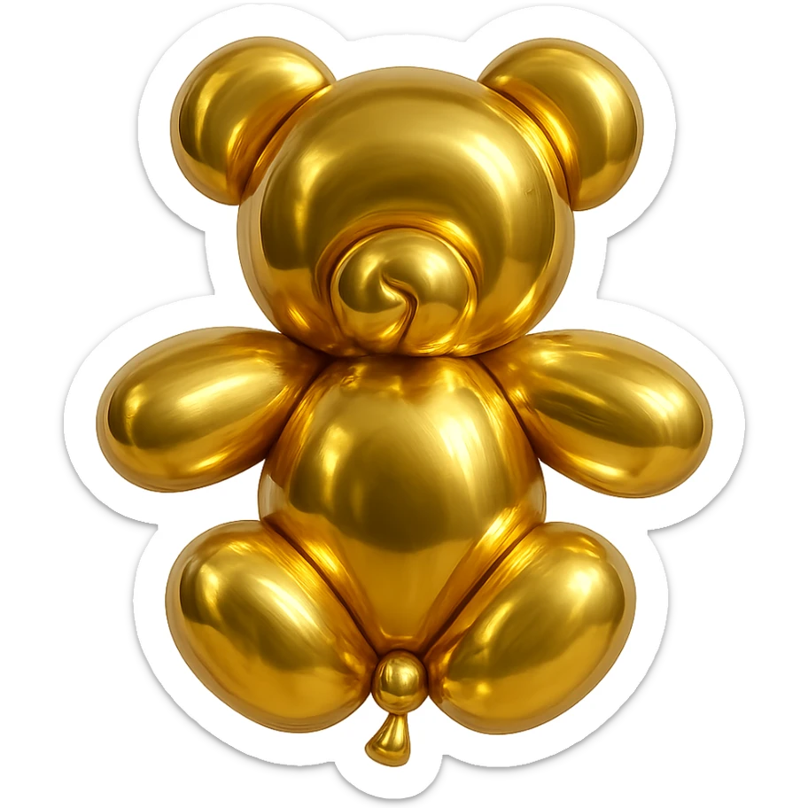 gold teddybear, metallic, shiny, icon sticker