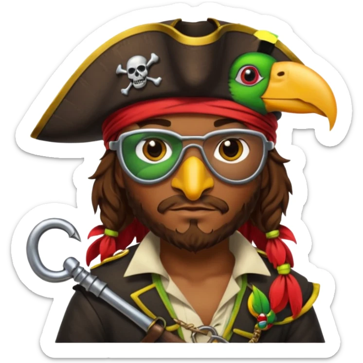 maak een pirate die en papegaai op zijn schouder heeft sticker