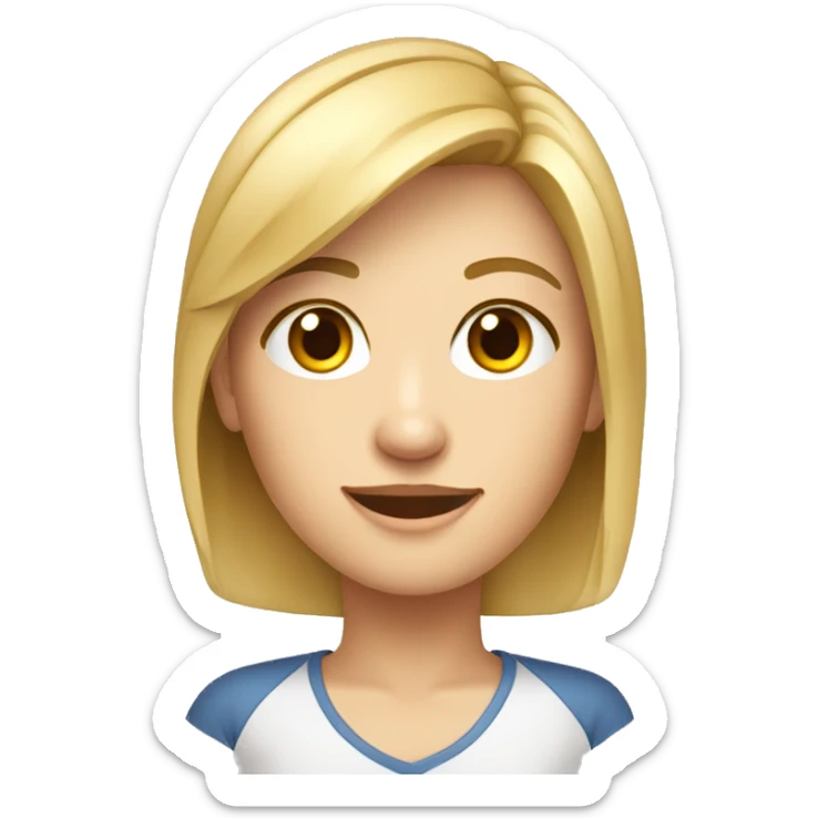 crea un avatar de medio cuerpo de una profesora de primaria rubia y joven sticker