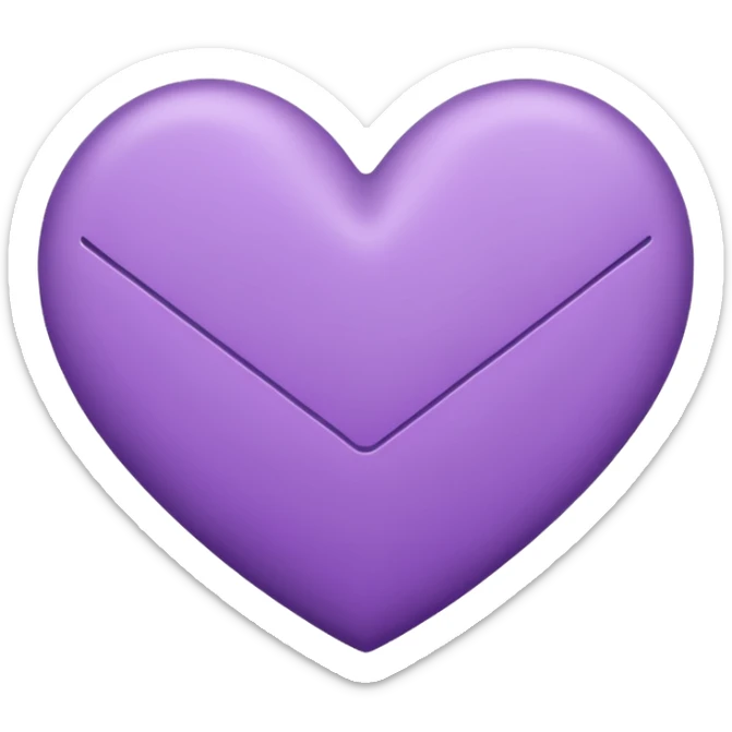 IOS's love letter emoji but with a purple heart instead of a red heart, closed but the letter is white and the heart is purple sticker