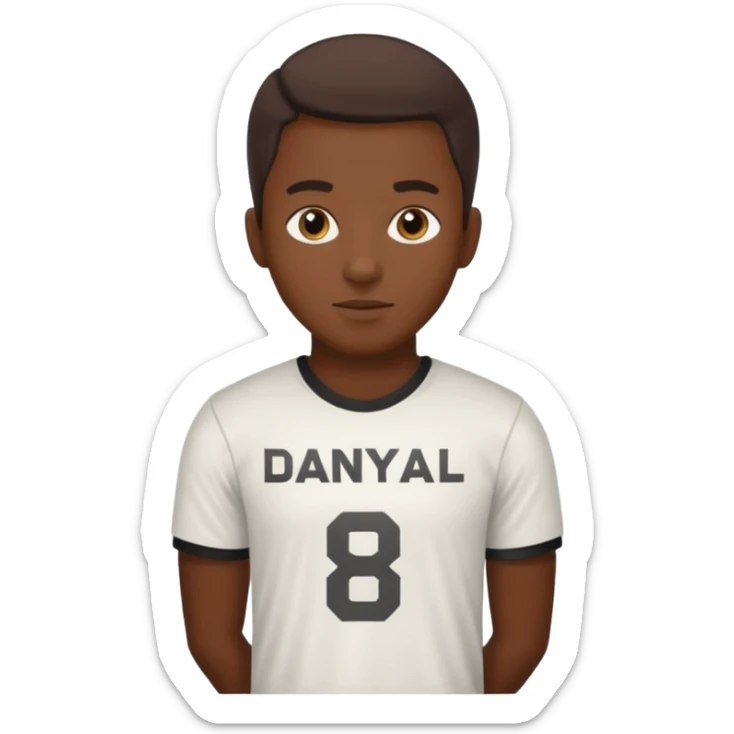 Football T-shirt saying Danyaal on the back with number 18 sticker