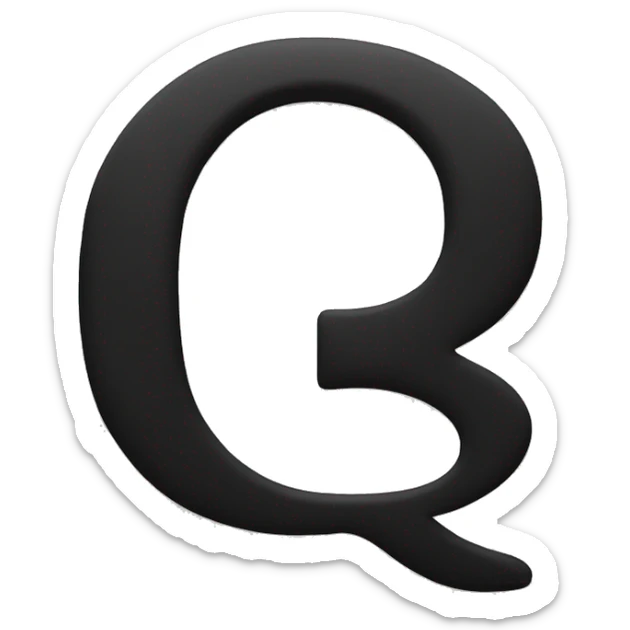 The letter r and the number 6 together in the color black sticker