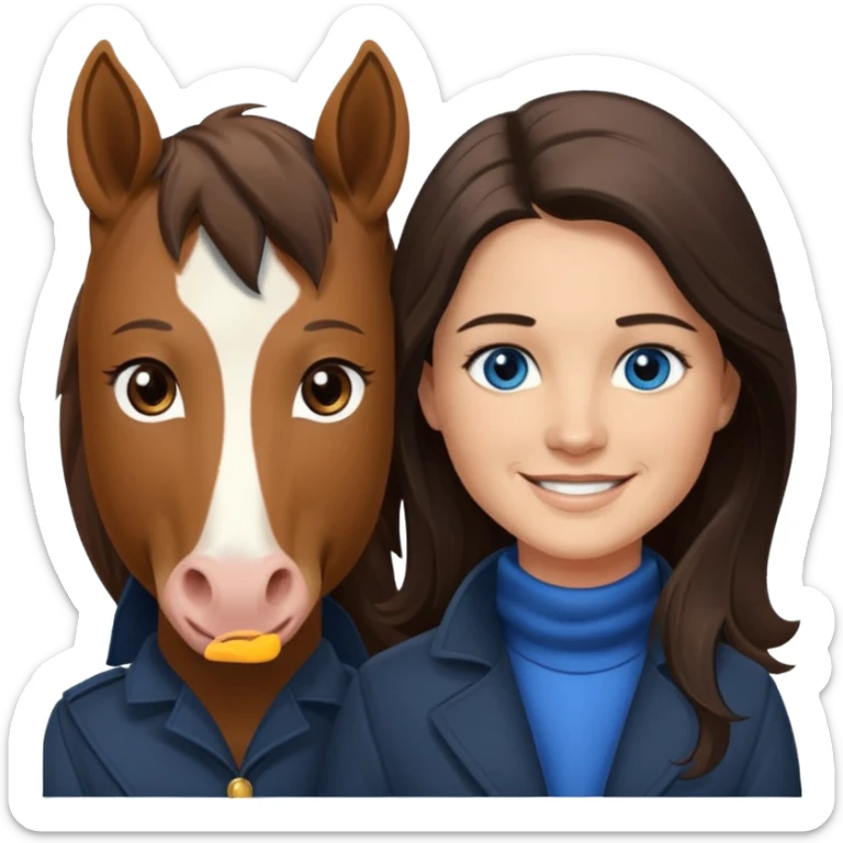Smiling blue eyed trevor donovan with smiling BROWN eyed danica mckellan with brown eyes and one fully brown horse sticker