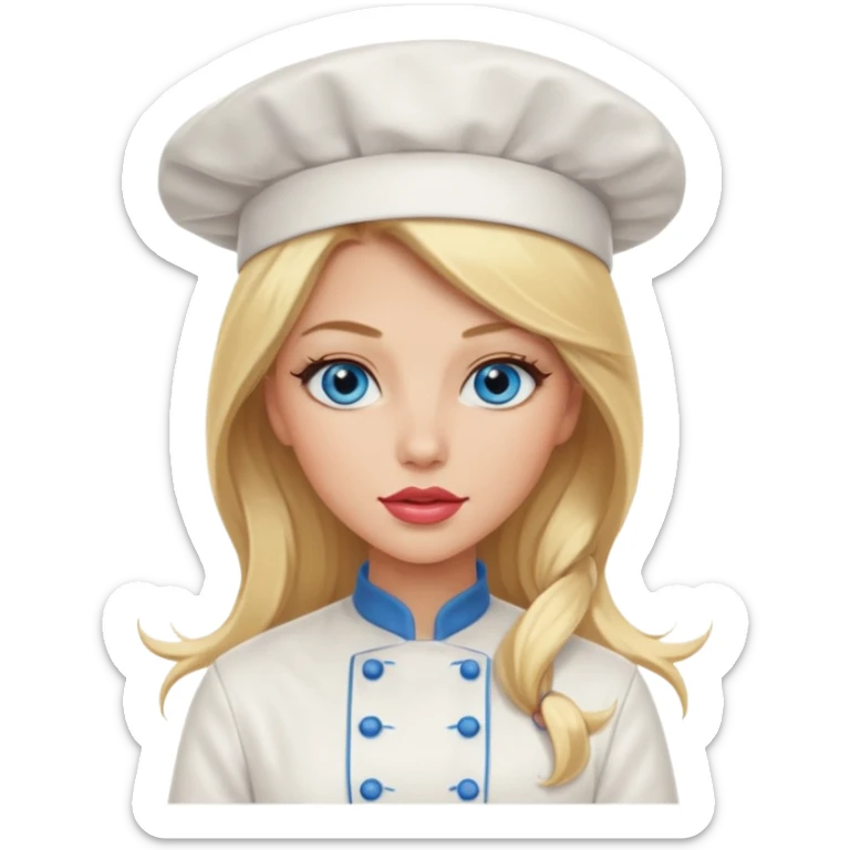 Beautiful, sexy,  long blonde hair, blue eyed, full lips female chef sticker