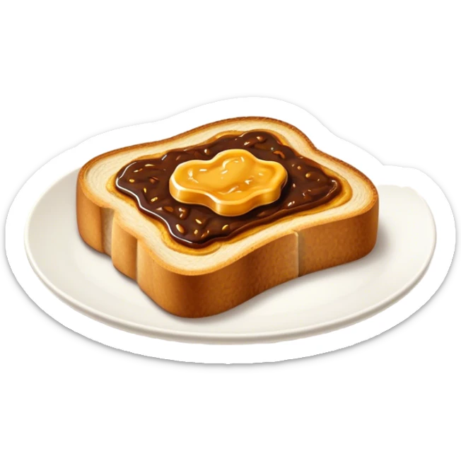 Vegemite on Toast Cinematic Realistic Vegemite on Toast Dish Emoji, depicted as a toasted slice of bread generously spread with Vegemite, rendered with warm textures and crisp details that capture its uniquely Australian flavor. sticker