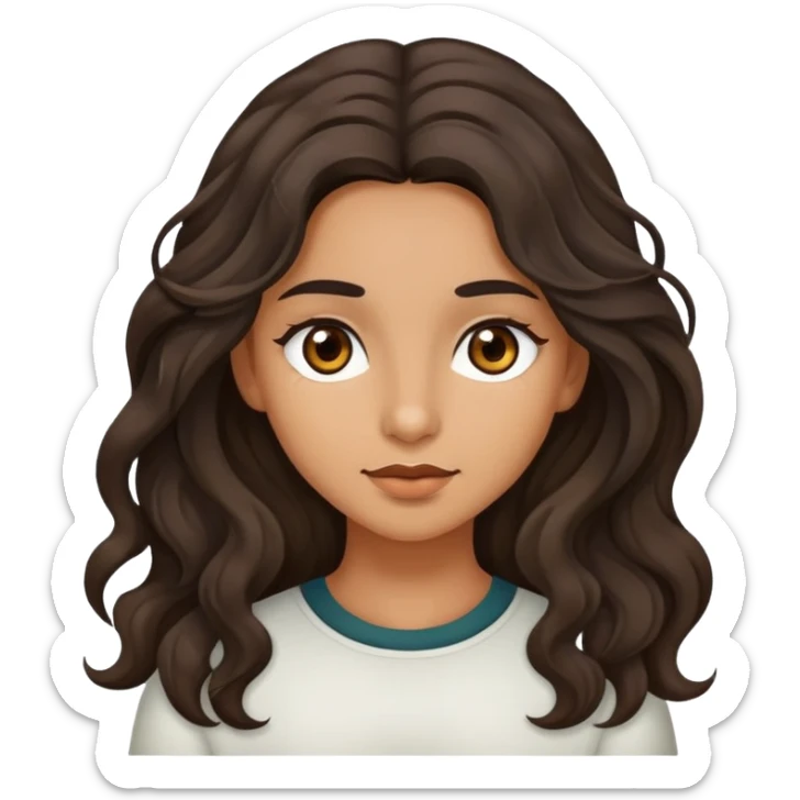 Girl with olive skin, brown eyes and dark wavy long hair sticker