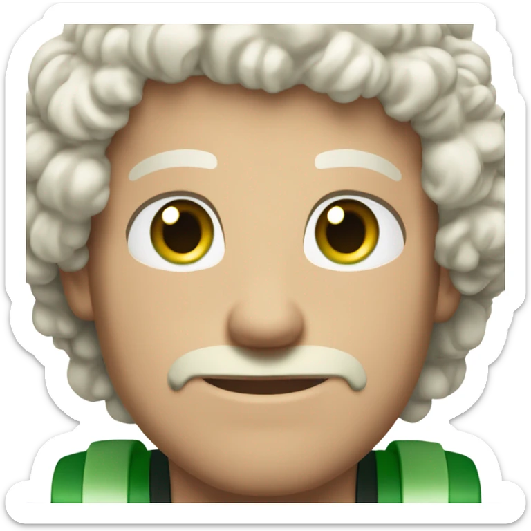 White Curly hair green eyed man with a muscular build who is a young and good looking sticker