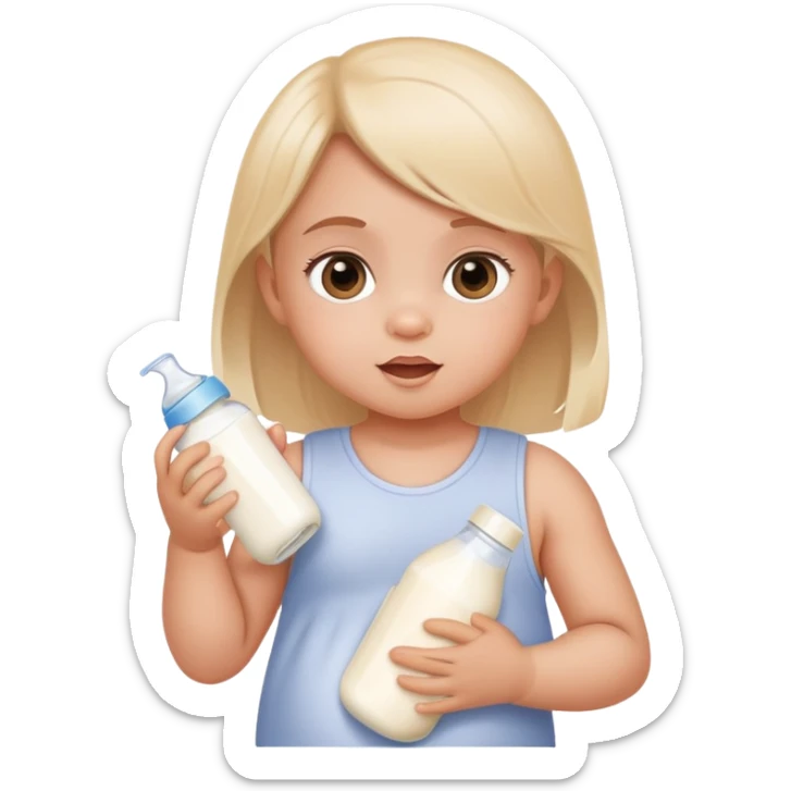 Sassy baby girl with a baby bottle of milk sticker