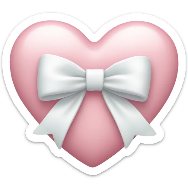 Pastel pink heart with white bow sticker