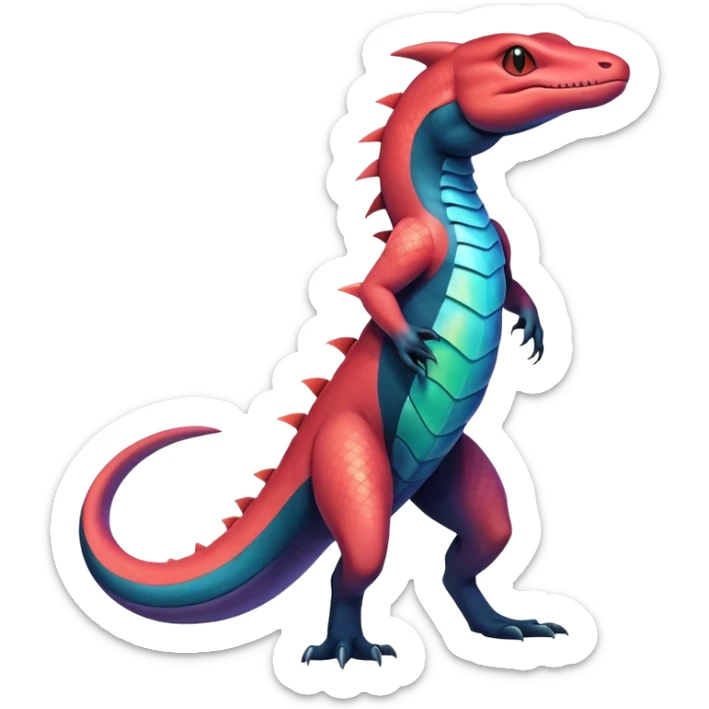 Colorful Iridescent Exotic Salandit-Aurorus-Salazzle-Salamence-Fakémon-hybrid-creature (full body)  sticker