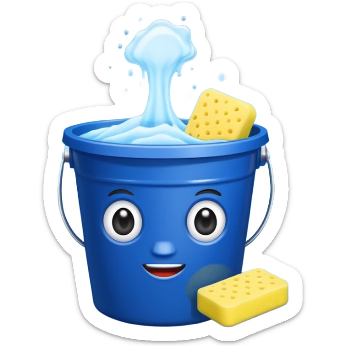 I want emoji with dark blue bucket that is filled with dtergent nd hace car wash sponge in yellow color sticker