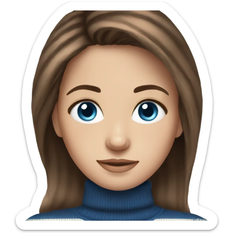 beautiful woman, straight brown hair, blue eyes, striped knit sweater sticker