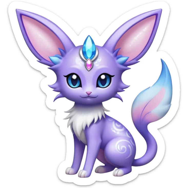Shiny Exotic Cute Adorable Majestic Ethereal Sparkly Espeon-Meowstic-Hybrid-Creature with pattern-markings sticker