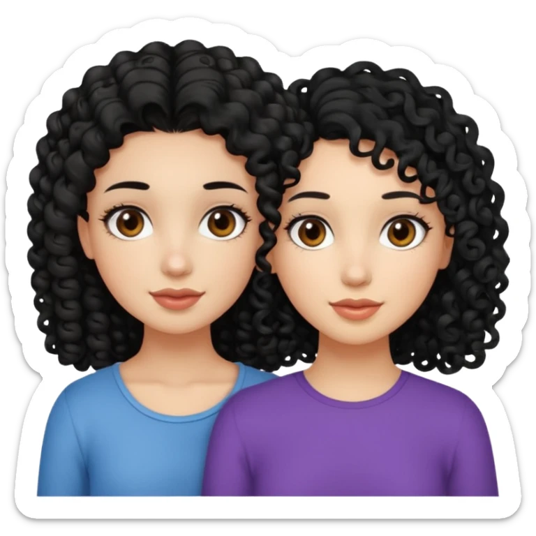 a pretty bratz fair girl with curly black hair with another girl bestfriend. Seconc girl has straight hair and is tan sticker