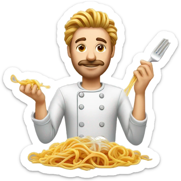 Un homme qui mangent des spaghettis bolognaise  sticker