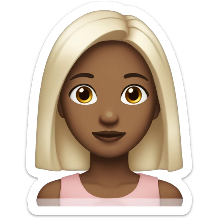 Create a girl with brown skin straight hair wearing lashes with a small white bow on the side but still keeping her hair straight and make her make a cute face sticker