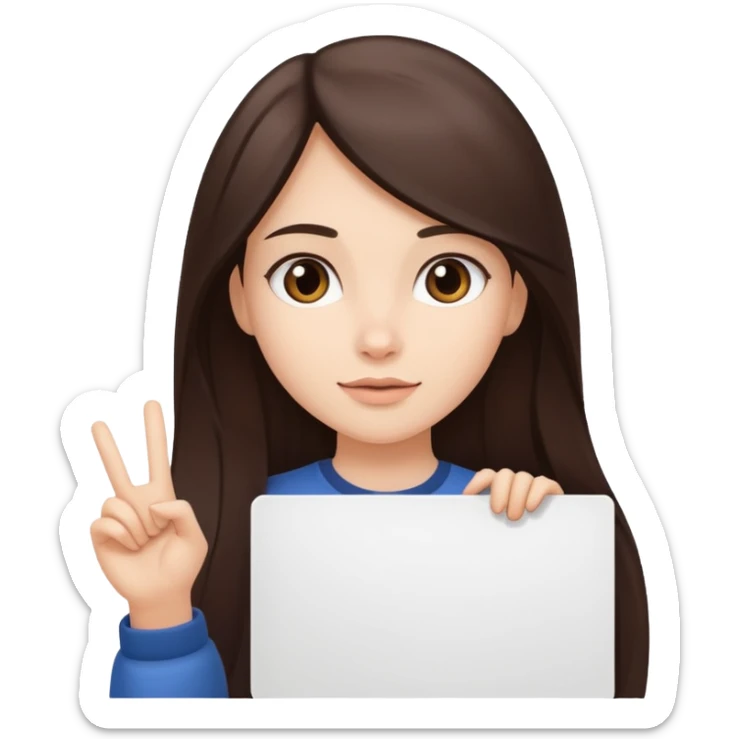 Fair skin long dark brown hair Rock n roll girl holding a large blank sign sticker