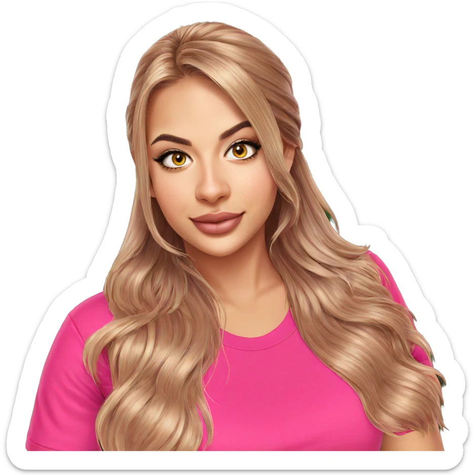 smiling girl in pink shirt sticker