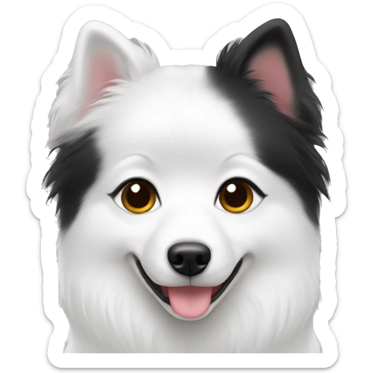 Japanese spitz dog white and black hair girl heart sticker
