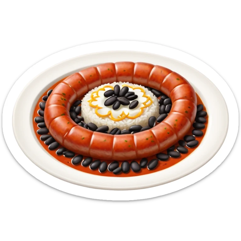 emoji of Rougail saucisse meal. Typical Reunion island meal. Sliced sausage in tomato reduced sauce with thym  sticker