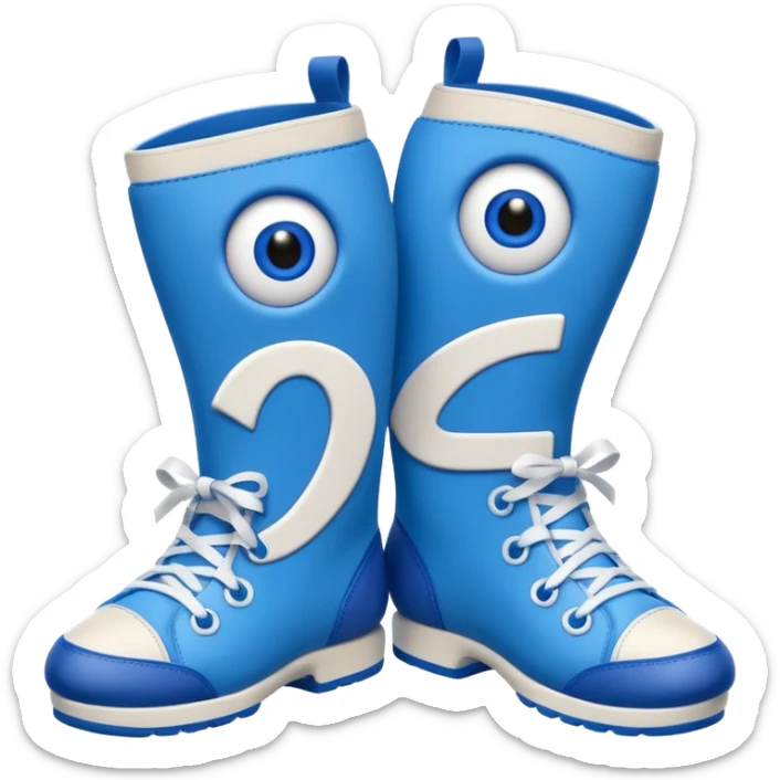 2 blue numbers 6 and 7 fused together, with cartoons eyes and blue shoes with white laces. Blue arms too. sticker