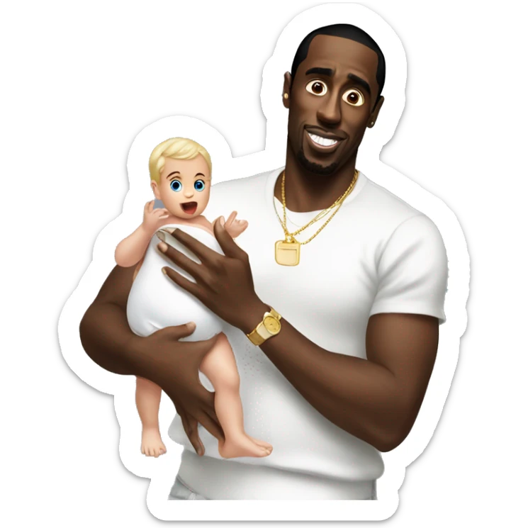 P diddy holding baby oil sticker