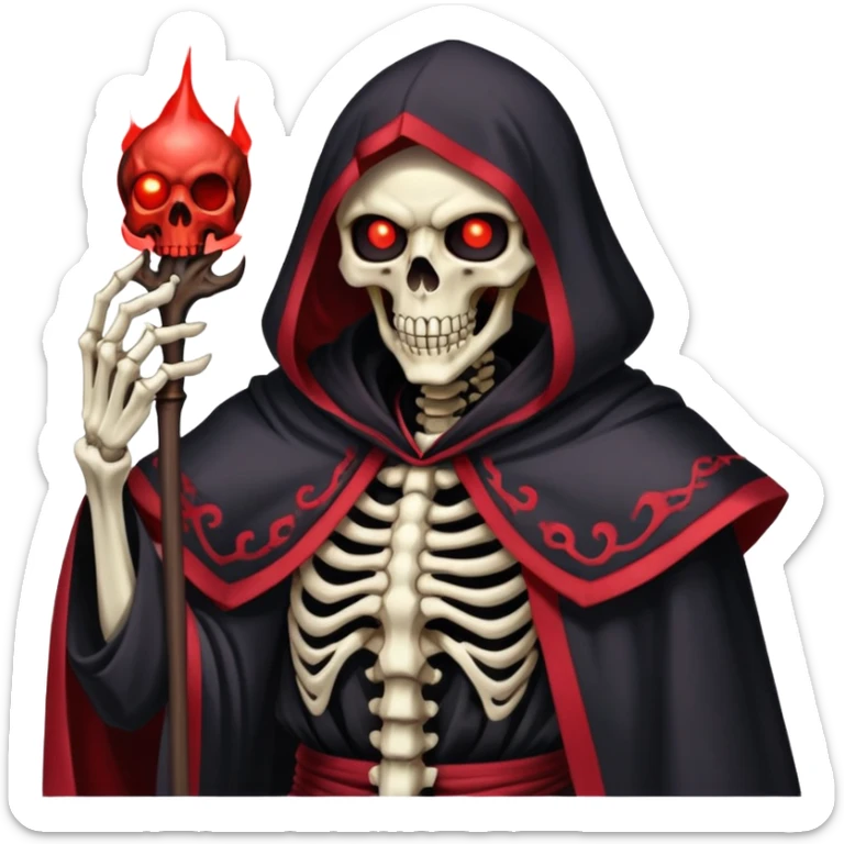 Ainz Ooal Gown skeletal overlord with red glowing eyes and dark robe sticker
