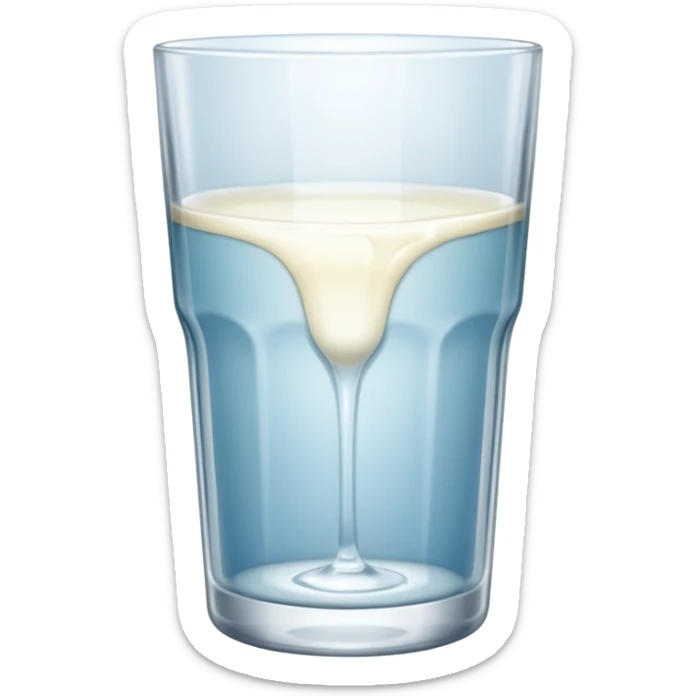 the drink is only white, The bottom and mouth of the glass are the same width and thin a toll, There is only white liquid inside,photo realistic sticker