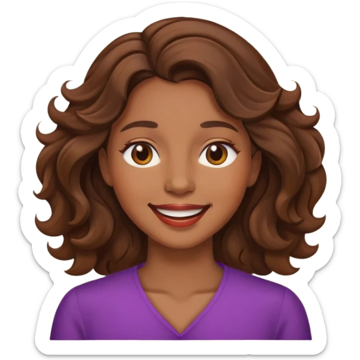 Make a Women with Brown Eyes, and Brown wavy hair, smile but with mouth closed sticker