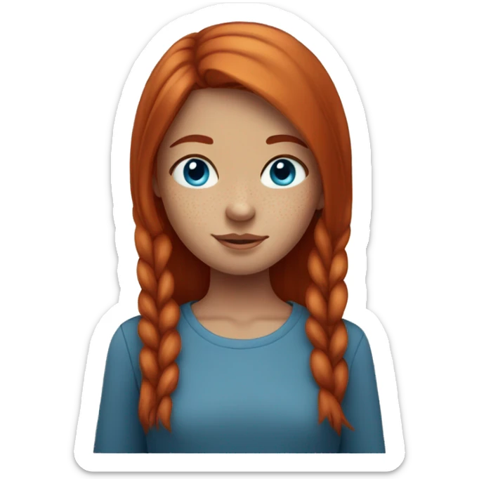 Straight red hair girl with blue eyes and freckles sticker