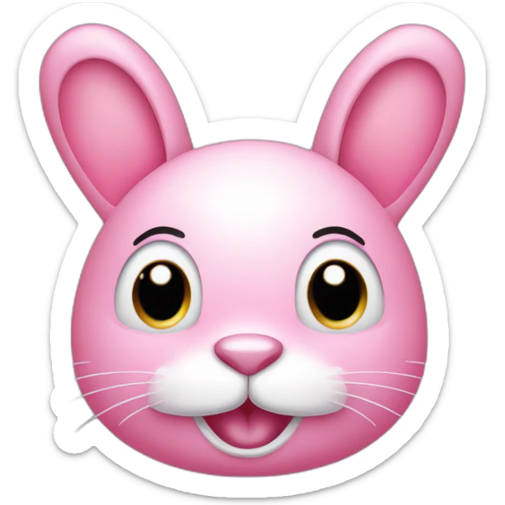 pink bunny with an oval head and white moustache, a round pink nose and a huge smile that takes up half his face sticker