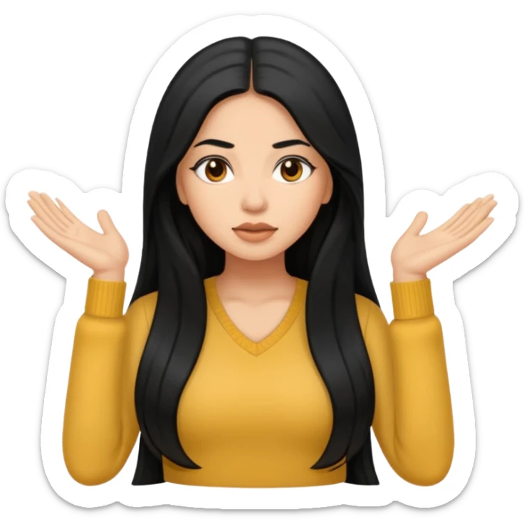 Latina women. Lightskin with long black hair doing the smh sticker