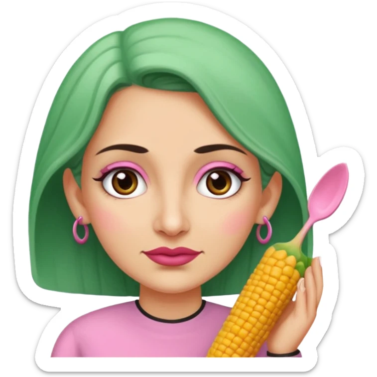 Un tamal femenino animado/caricaturado con moño, muy enferma con un termómetro en la boca. sticker