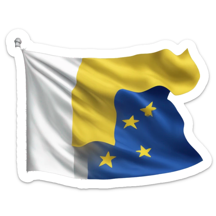 Fais-moi un drapeau avec la première partie gauche bleue, la deuxième partie droite en blanc, et au milieu une Étoile à six branches jaune sticker