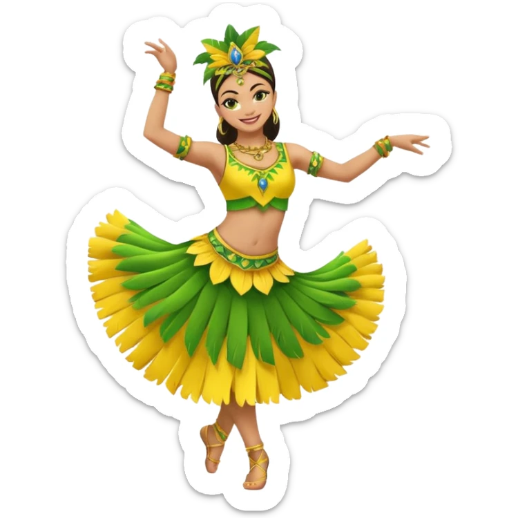 bailarina de samba de brasil cuerpo entero bailando quiero que lleve colores amarillos y verdes  sticker