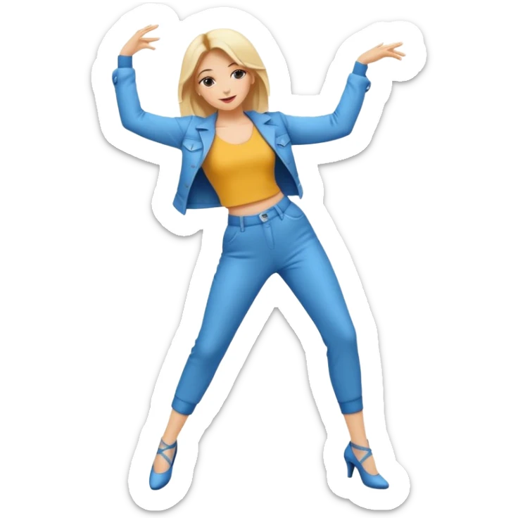 full body emoji of a fashionable blonde woman in a dynamic dance pose sticker